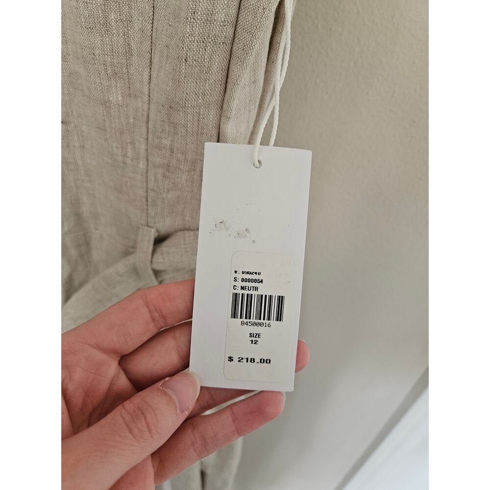 Reformation Women's Naomi Linen Jumpsuit Beige Natural NWT Size 12 - Picture 8 of 16